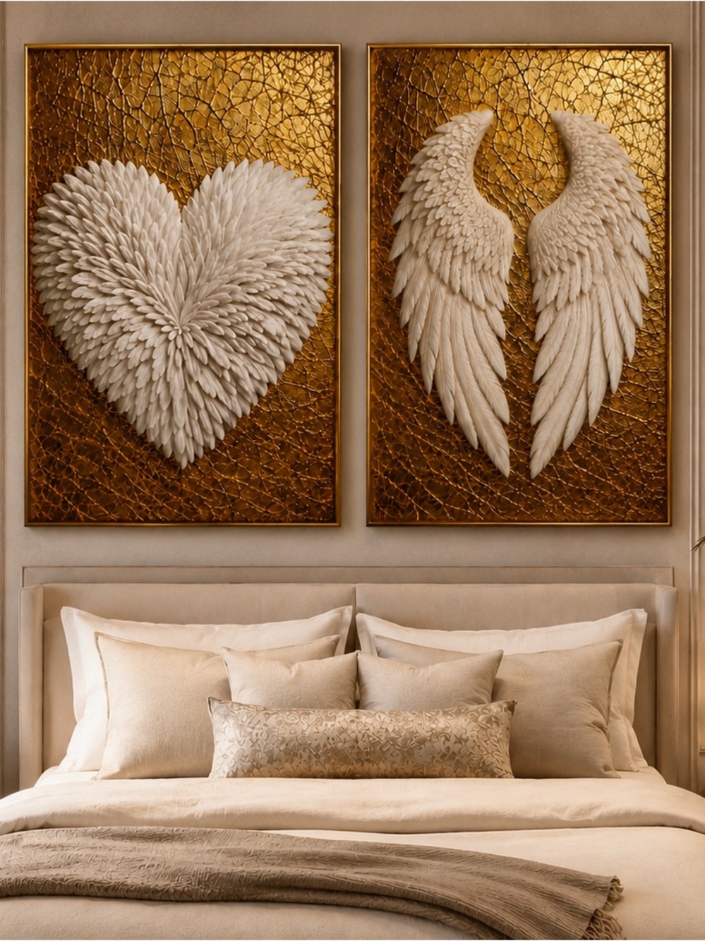 Gilded by Grace Angel Wings Heart Luxe Wall Art Prints Set of 2 Gold White 8x10